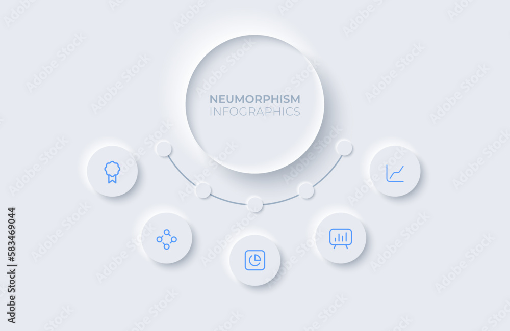 Vecteur Stock Neumorphism design infographic, 5 step timeline ...