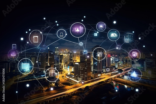 Air in the urban landscape with intellectual services Illustration AI Generat...