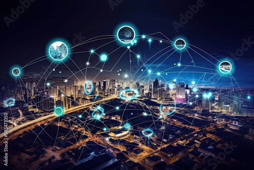 Air in the urban landscape with intellectual services Illustration AI Generat...