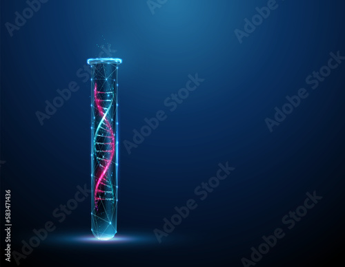 Color 3d DNA molecule helix in the lab test tube