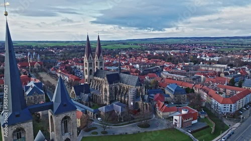 Aerial view of Halberstadt Cathedral (Dom and Domschatz Halberstadtand), Halberstadt , Germany photo