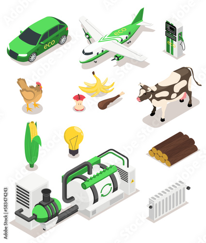 Biofuel Isometric Icons Collection