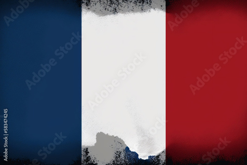 Abstract dramatic illustration of the French flag. Created with Generative AI technology.