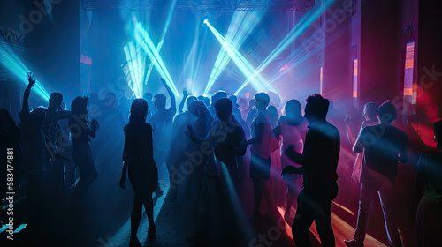 People in night club. Illustration AI Generative. © olegganko