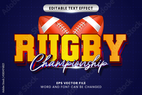 Rugby championship 3d editable text effect