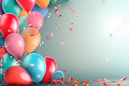 Birthday Party Background with Balloons. Illustration AI Generative.