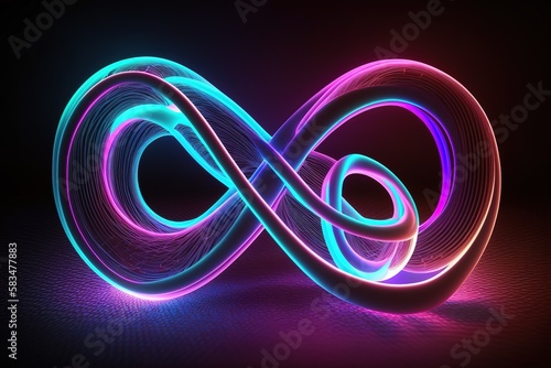 infinity loop, Neon lights, Modern Futuristic Sci Fi Background, generative AI
