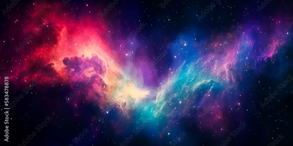 Galaxy somewhere in outer space. Cosmic wallpaper.Generative AI - obrazy, fototapety, plakaty 