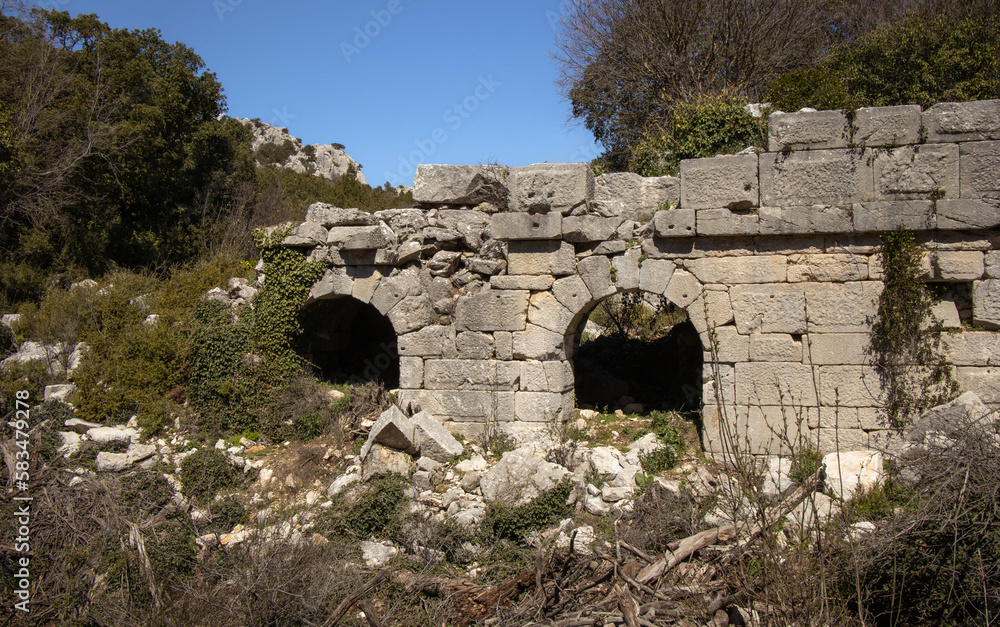 A ruined ancient bridge in Turkey.