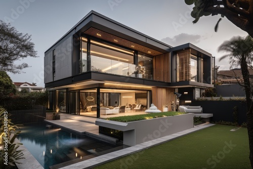 smart modern home is a masterpiece of innovation, featuring the latest trends in home automation and technology. Generative AI photo