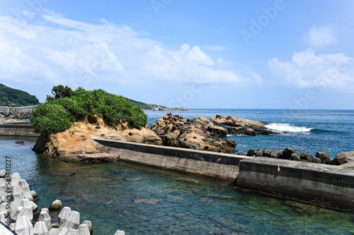 New Taipei, Taiwan - SEP 14, 2019: Embankment along the coast in shenao. photo