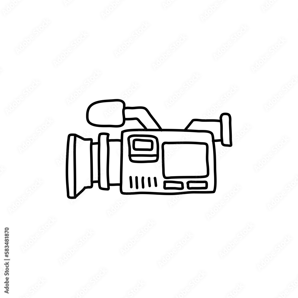Cinema video recorder doodle or sketch vector. Line drawing of retro old classic video recorder Cinema video recorder doodle or sketch vector. Line drawing of retro old classic video recorder