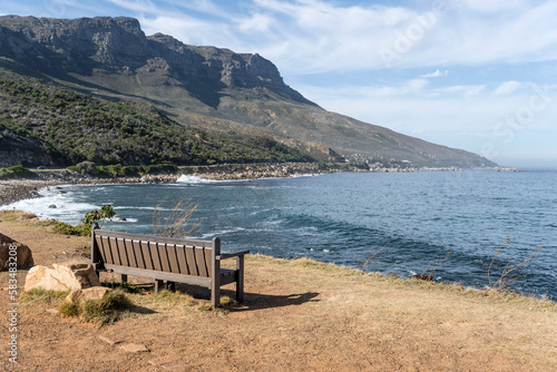 bench on shore near Oudekraal ; Cape Town