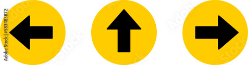 Set of One Way Only or This Way Only Blue Sign Round Floor Marking Adhesive Sticker Icon with Direction Arrow and Text. Vector Image.