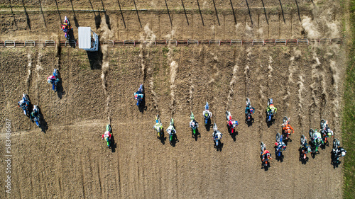 Arial view of a motocross race. photo
