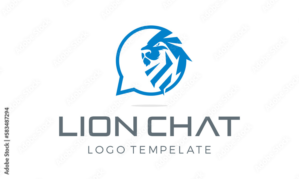 Bubble talk chat with lion for social media message icon mobile app logo design Bubble talk chat with lion for social media message icon mobile app logo design