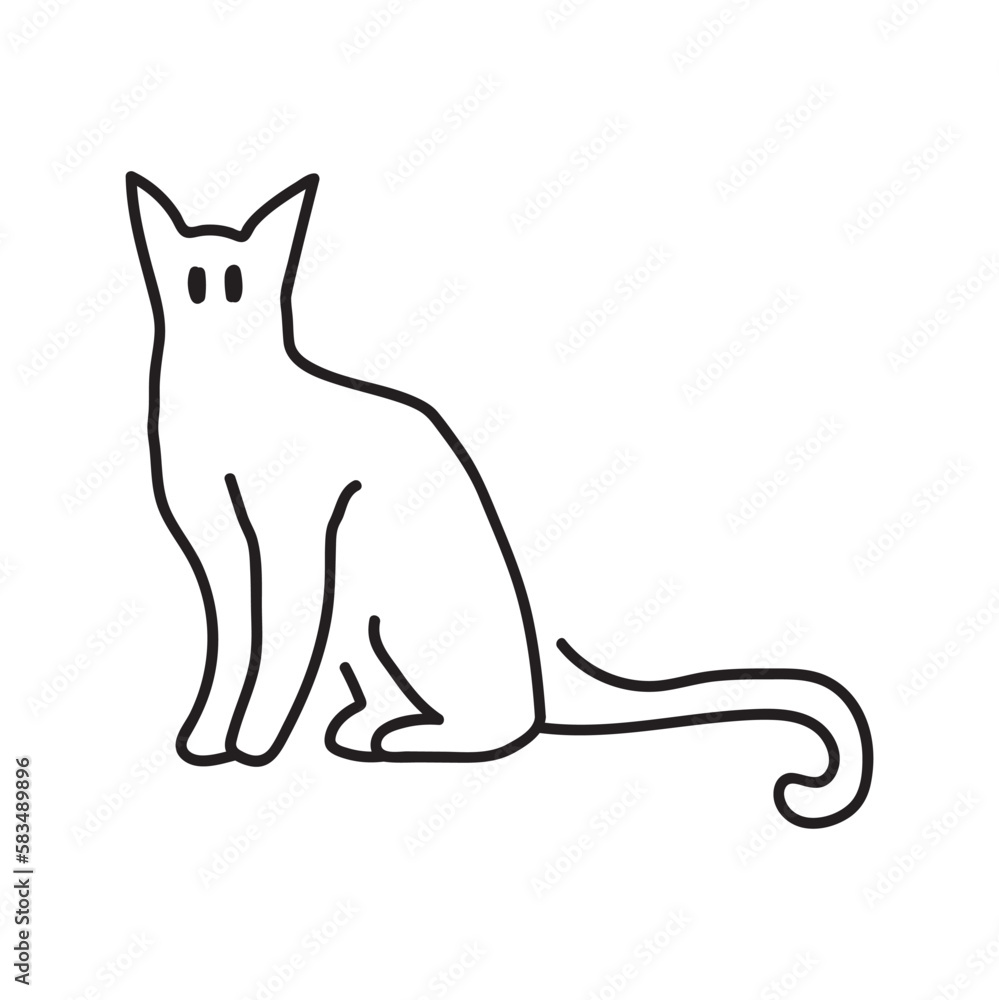 Minimalist cats hand drawn illustration. Cat doodles in abstract hand drawn style, black and white line art vector illustration. Minimalist cats hand drawn illustration. Cat doodles in abstract hand drawn style, black and white line art vector illustration.