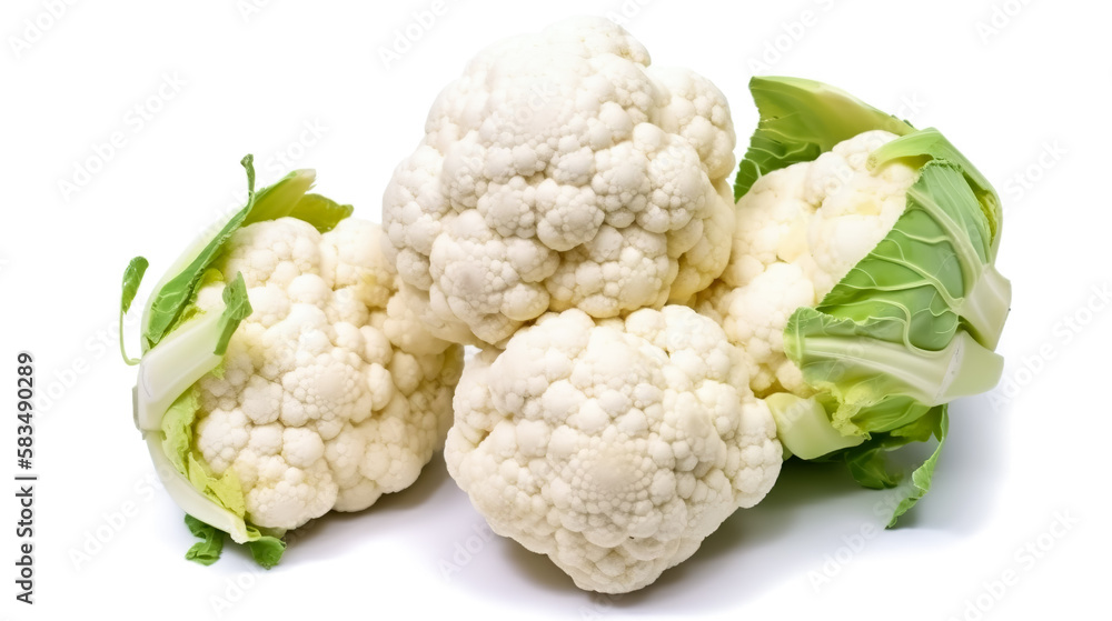 cauliflowers. Fresh vegetables isolated on white background. Healthy food concept. Generative AI