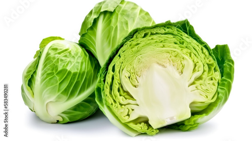 cabbages. Fresh vegetables isolated on white background. Healthy food concept. Generative AI