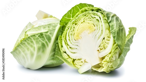 cabbages. Fresh vegetables isolated on white background. Healthy food concept. Generative AI