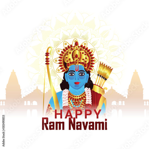 Realistic vector bow for happy ram navami celebration background