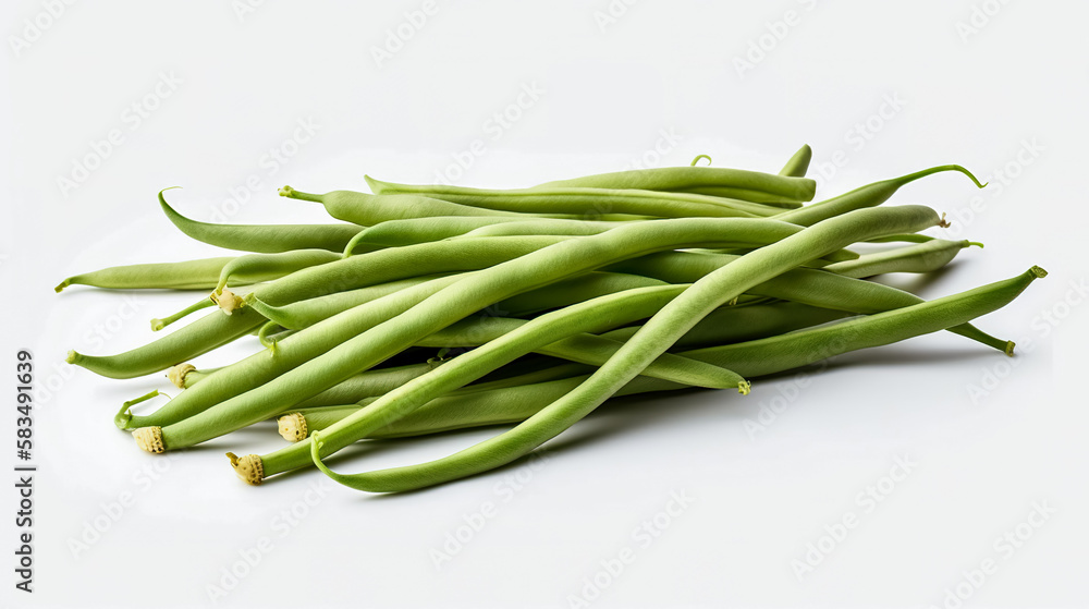 long-beans. Fresh vegetables isolated on white background. Healthy food concept. Generative AI long-beans. Fresh vegetables isolated on white background. Healthy food concept. Generative AI