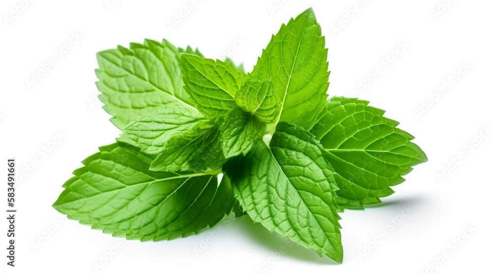 mint leaves. Fresh vegetables isolated on white background. Healthy food concept. Generative AI mint leaves. Fresh vegetables isolated on white background. Healthy food concept. Generative AI