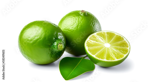 limes. Fresh vegetables isolated on white background. Healthy food concept. Generative AI