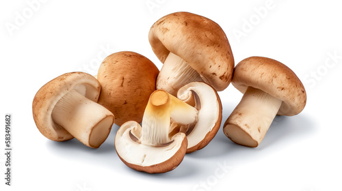 mushrooms. Fresh vegetables isolated on white background. Healthy food concept. Generative AI