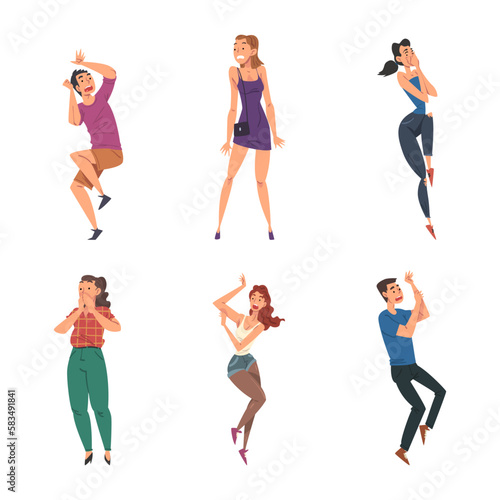 People Afraid of Something Scared and Shocked Vector Set