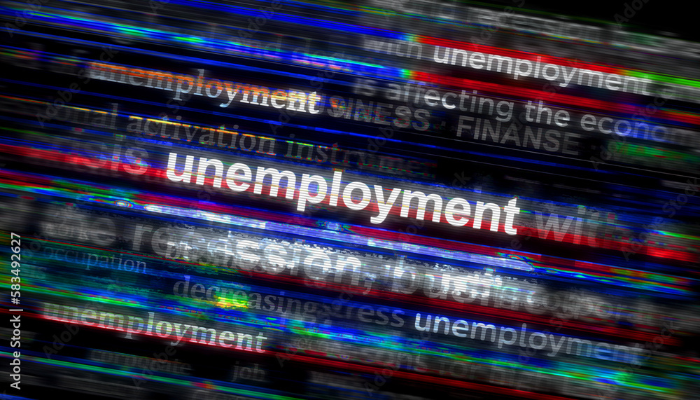 Unemployment crisis job loss headline titles media 3d illustration