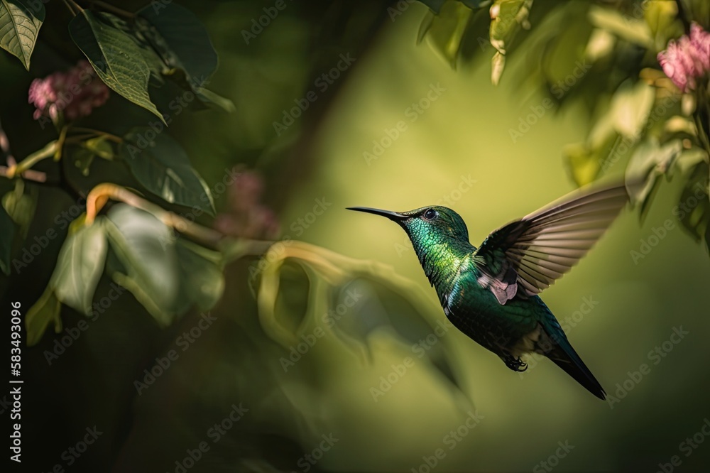 Fototapeta premium hummingbird on a branch. Generative AI .