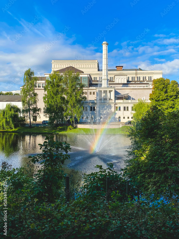 Palace in Bastejkalna park, Riga, Latvia