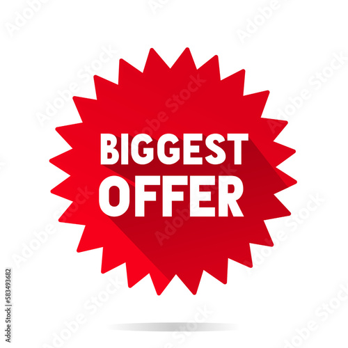 Biggest offer sticker icon. Banner template. Design elements for promotional sale. 