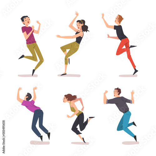 People Falling Down Stumbling and Slipping Vector Set