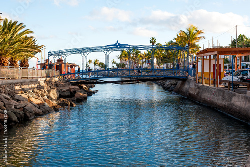 Bridge across river in Puerto Mogan village, Gran Canaria, Spain