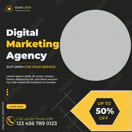 Digital marketing social media and instagram post template banner