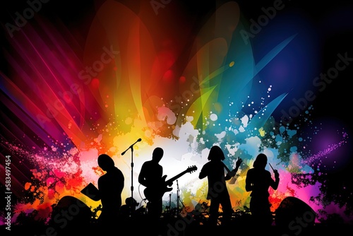Colorful abstract background for music club or party house poster, generative ai