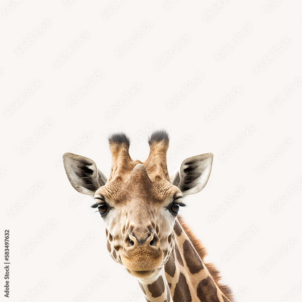 Obraz premium Close up of smiling giraffe using Artificial Intelligence technology