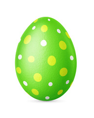 Handmade green Easter egg isolated on a white background. Clipping path.