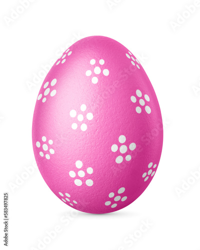 Handmade pink Easter egg isolated on a white background. Clipping path.