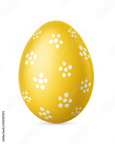 Handmade yellow Easter egg isolated on a white background. Clipping path.