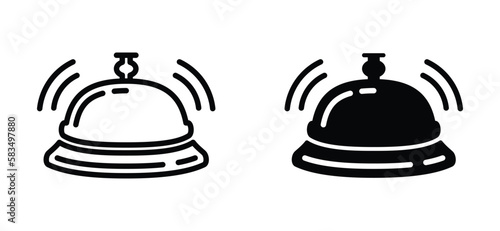 Hotel bell icon. Service, reception, hotel, costumer, guest, and restaurant bell icon symbol. Bell rings sign in line and flat style. Vector illustration