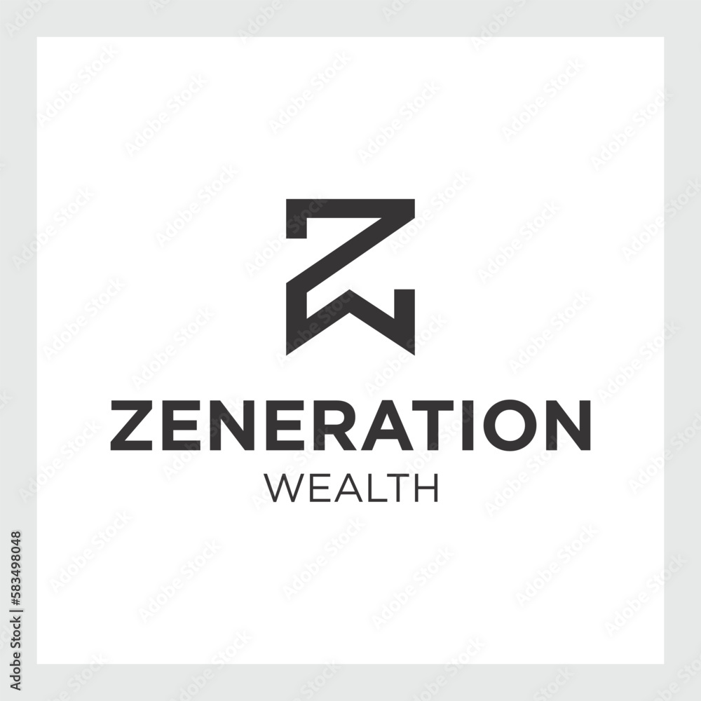 Initial Letter ZW Monogram Sliced. Modern logo template isolated on white background