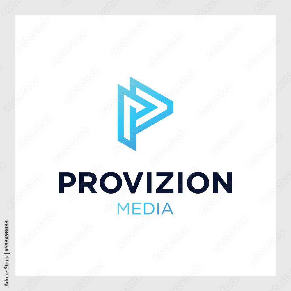 Play letter p icon. Music and video logo elements Play letter p icon. Music and video logo elements