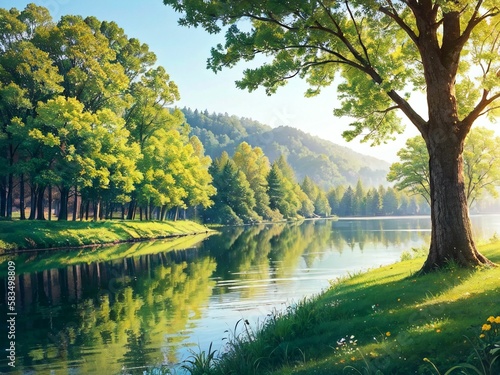 landscape with lake  visual novel background