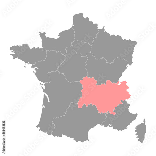 Auvergne rhone Alpes Map. Region of France. Vector illustration.
