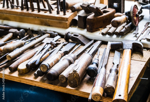 Workshop Woodworking Tools At Combe Mill, Oxfordshire photo