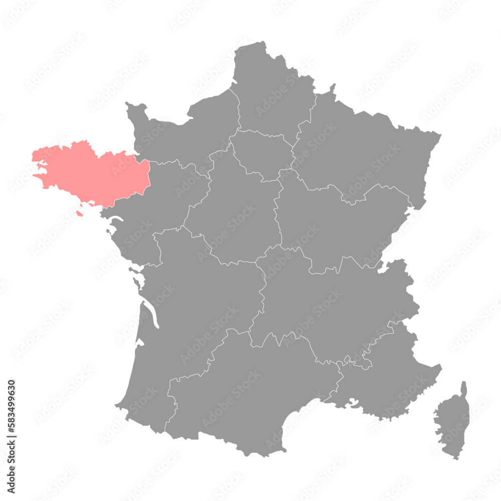 Bretagne Map. Region of France. Vector illustration.