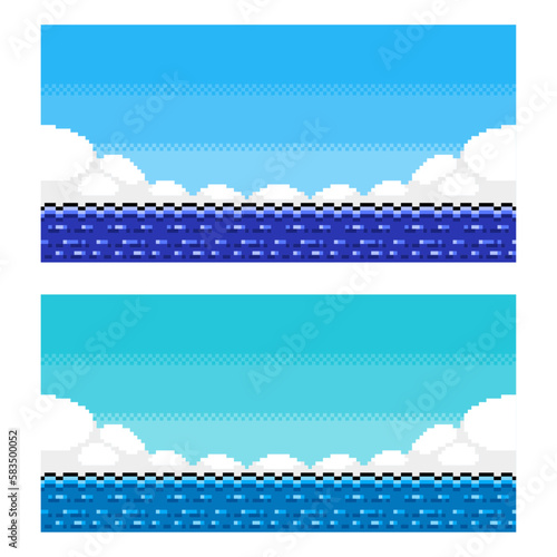 ドット絵 背景（海）セット